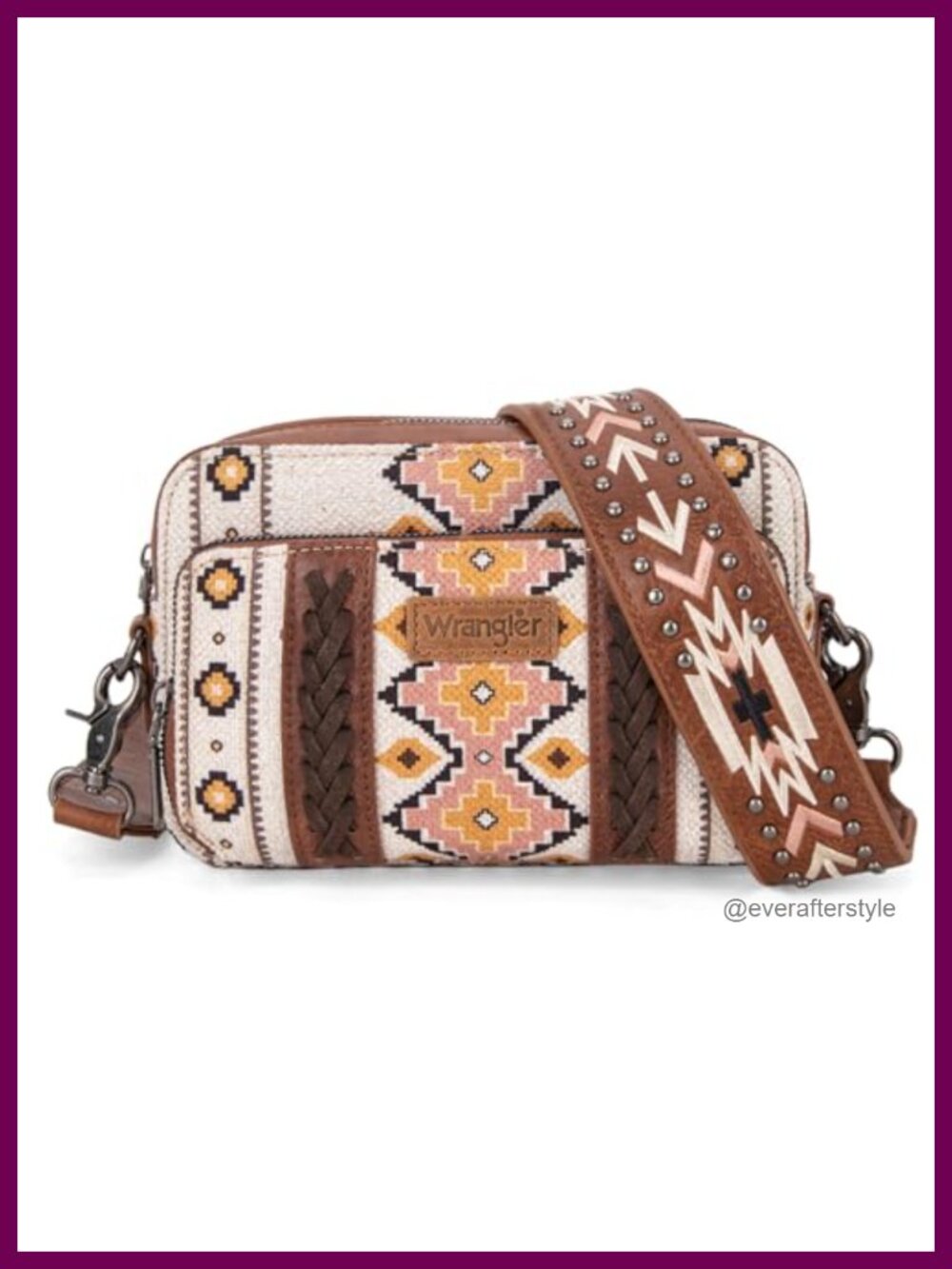 Boho Aztec Crossbody Bag Canvas Multi Pocket Crossover Purse